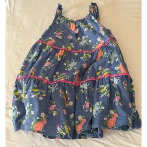 Girls Size 4T Shrinking Violet Dress Blue Pink Flamingos and Cats Birds Zebras